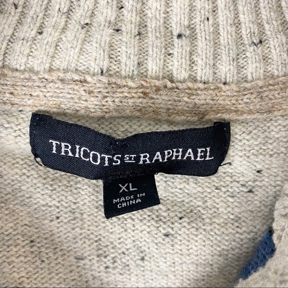 TRICOTS ST RAPHAEL Quarter Zip Striped Mock neck Speckled Pullover Sweater XL - Picture 11 of 13